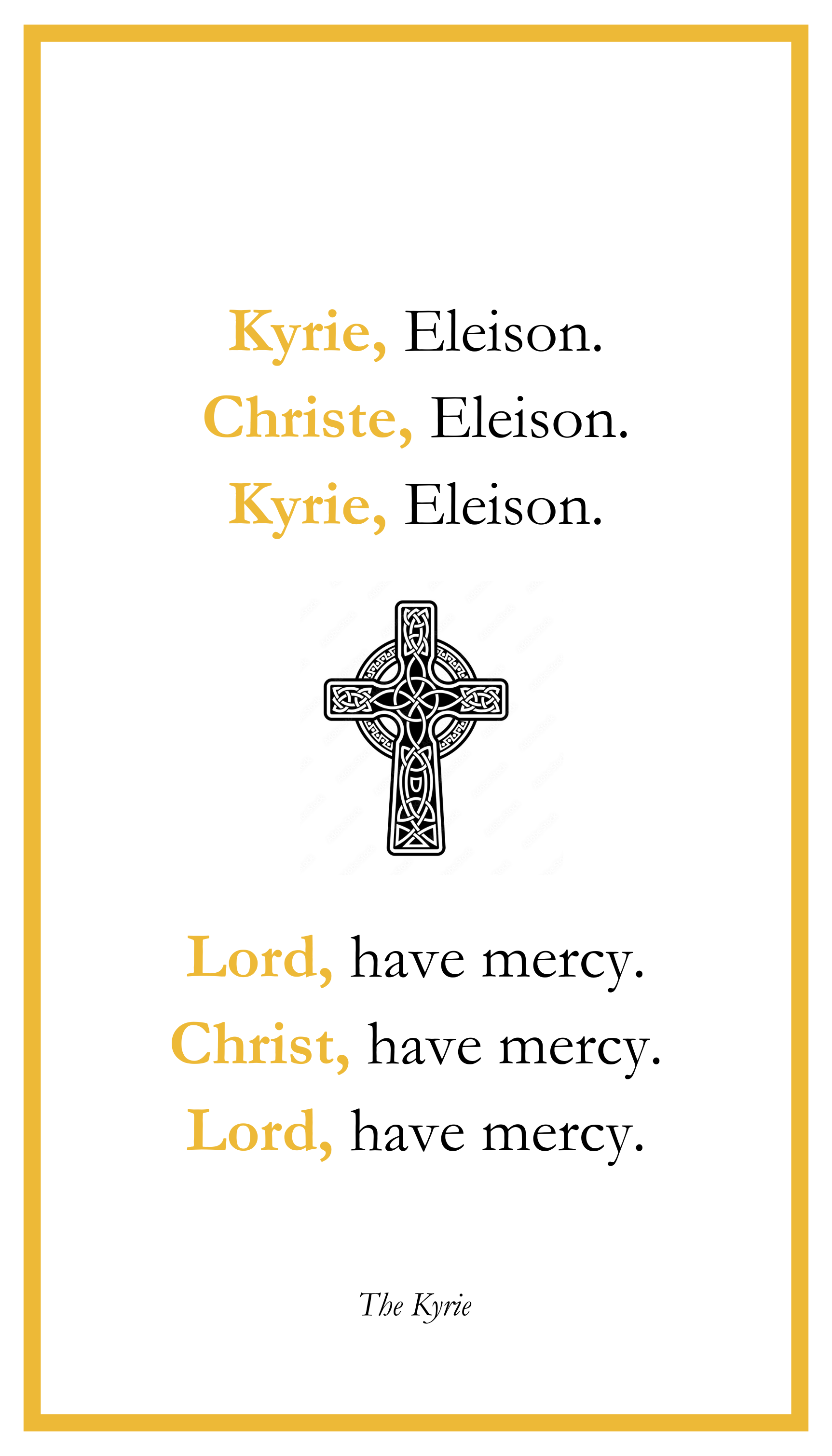 Kyrie Eleison prayer card